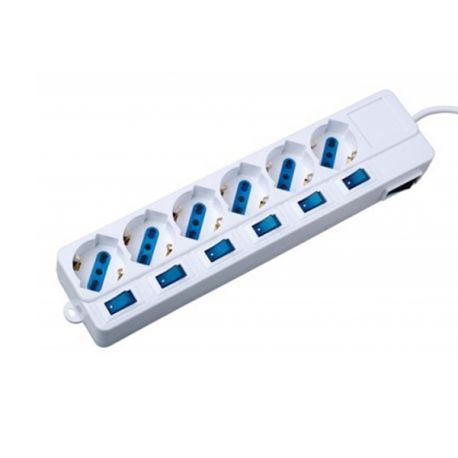 Multipresa 6 prese bipasso/schuko + interruttore singolo
