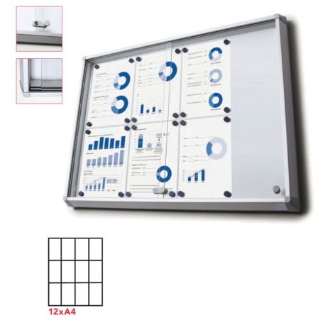 Bacheca ante scorrevoli interni 12xA4 94x98cm verticale STL