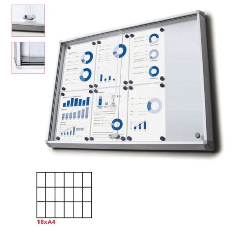 Bacheca ante scorrevoli interni 18xA4 138x98cm orizzontale STL