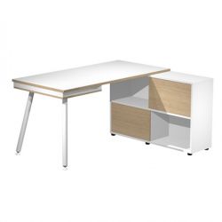 Workstation MIDI 130x60xh81cm gambe met. bia/rov.