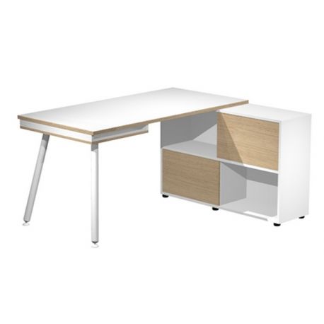 Workstation MIDI 130x60xh81cm gambe met. bia/rov.