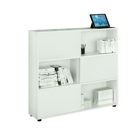 Libreria Tetris 3 ante scorr. 120x35x116h bia/bia