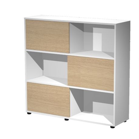 Libreria Tetris 3 ante scorr. 120x35x116h rov/bia
