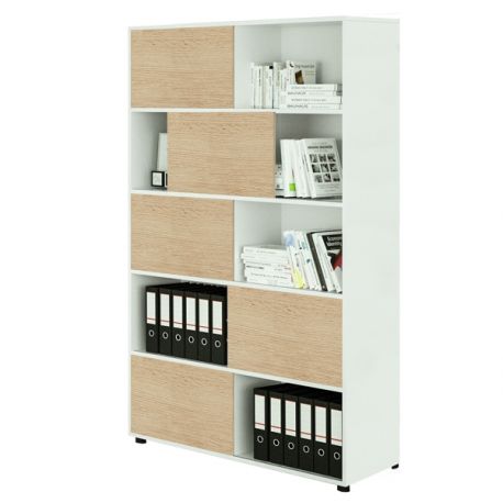 Libreria Tetris 5 ante scorr. 120x35x191h bia/rov