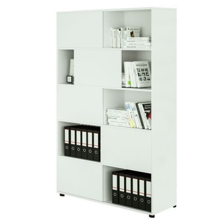 Libreria Tetris 5 ante scorr. 120x35x191h bia/bia