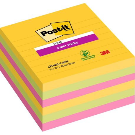 Post-it 675 101x101 XL Super Sticky Carnival righe