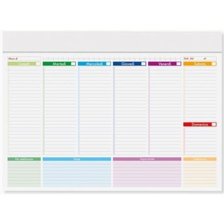 Planning sottomano settimanale 52 pagine 30x21cm perpetuo