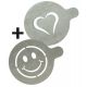 SET 2 STENCIL PER CAFFE' CUORE + SMILE SECURIT