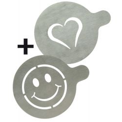SET 2 STENCIL PER CAFFE' CUORE + SMILE SECURIT