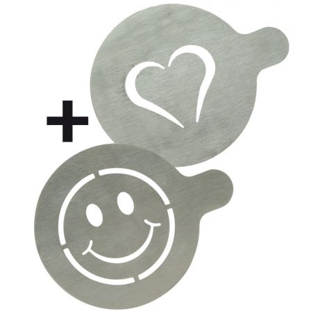 SET 2 STENCIL PER CAFFE' CUORE + SMILE SECURIT