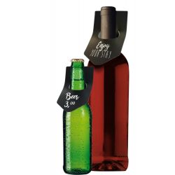 SET 10 TARGHETTE NERE PER BOTTIGLIA 65X16CM SECURI