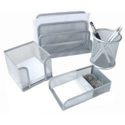 Miniset scrivania Lebez In Linea Argento 4pz