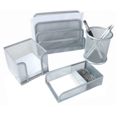 Miniset scrivania Lebez In Linea Argento 4pz