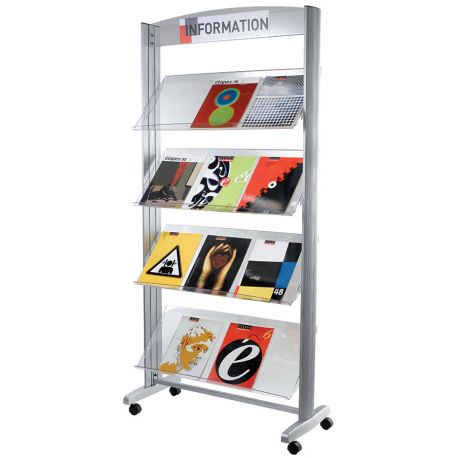 Espositore Large 4 ripiani trasparente Paperflow grigio