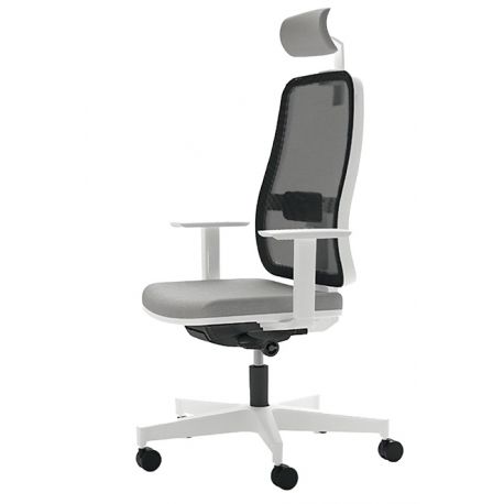 Sedia operativa BLAZE bianca + poggiatesta e braccioli