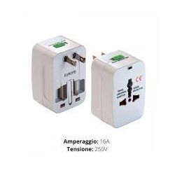 Adattatore spine da viaggio EU GB USA + 2 USB