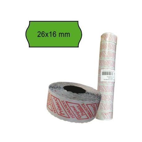 Cf.10 rotoli etich. perm.26x16 verdi Printex