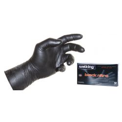 Guanti nitrile nero monouso cf.100pz tg.M
