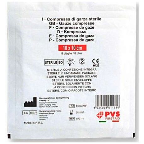 Garza sterile 8 strati 10x10cm busta singola
