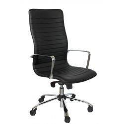 Sedia Direzionale Similpelle Euterpe Cromo Cm 108