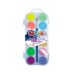 ACQUARELLI TOYCOLOR PZ.12 MM.30 FLUO E PERLY
