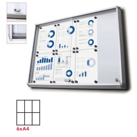 Bacheca ante scorrevoli interni 6xA4 72x68cm orizzontale STL