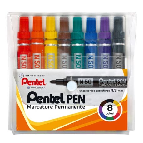 Conf. 8pz. Marker Pentel N50 ass.