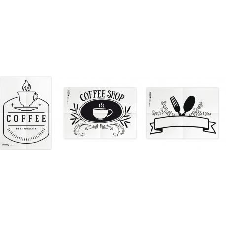 SET 3 STENCIL A TEMA CIBOBEVANDE PER VETRI SECURIT