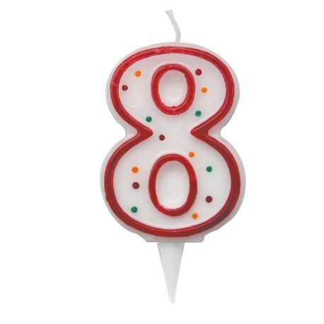 CANDELINA ZUCCHERINO NUMERO 8 - H. 8.5CM BIG PARTY