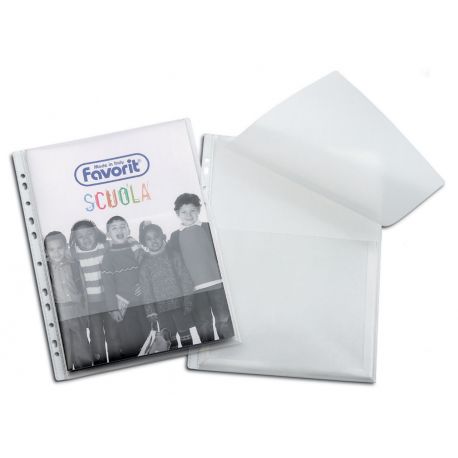 Buste in plastica perforazione universale 22X30 soffietto+patella cf.10pz Favorit