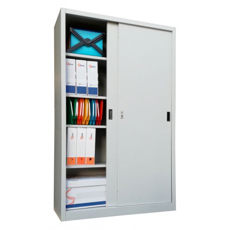 Armadio ante scorrevoli 4 ripiani cm 120x45x200 grigio