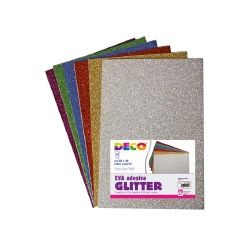 GOMMA CREPP GLITTER ADESIVA 21X29,7 FG.10 COL. AS
