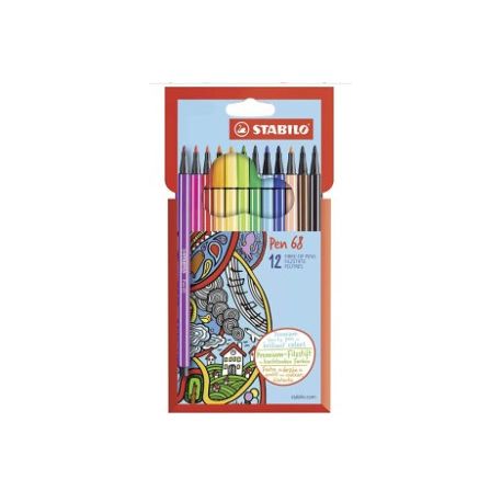 PENNARELLI STABILO PEN 68 SCATOLA 12 COLORI MM.01