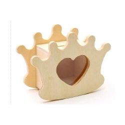 LEGNO DA DECORARE SALVADANAIO CORONA CUORE CM. 12