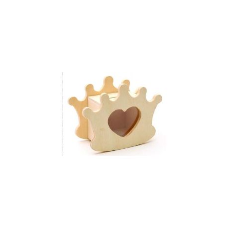 LEGNO DA DECORARE SALVADANAIO CORONA CUORE CM. 12