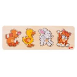 PUZZLE LEGNO C/POMELLI 4 PZ CANE, ANATRA""