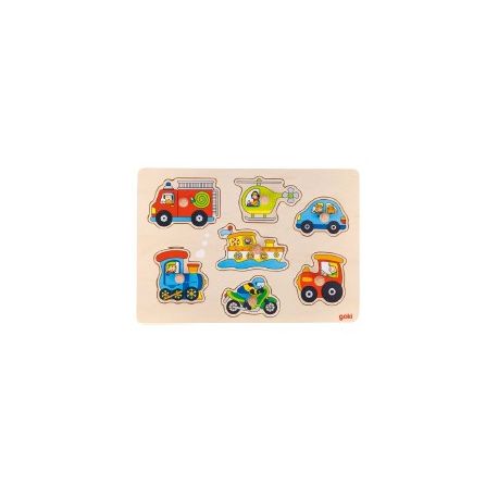 PUZZLE LEGNO C/POMELLI 7 PZ VEICOLI PER BAMBINI