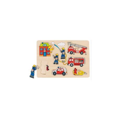PUZZLE LEGNO C/POMELLI 8 PZ POMPIERI PER BAMBINI