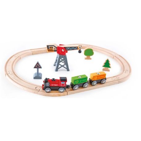 PISTA CON LOCOMOTIVA A BATTERIA E GRU PER BAMBINI