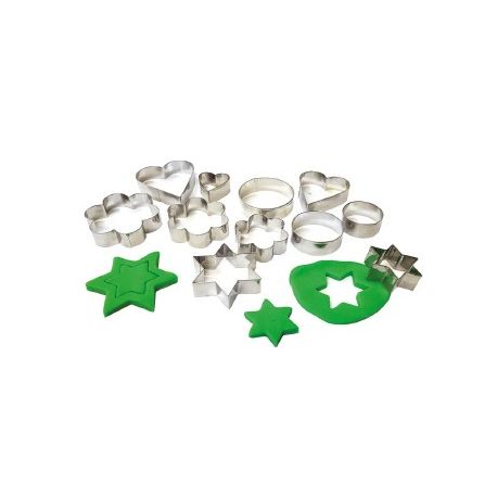 SET STAMPI METALLO CUORI STELLE CERCHI 12 PZ