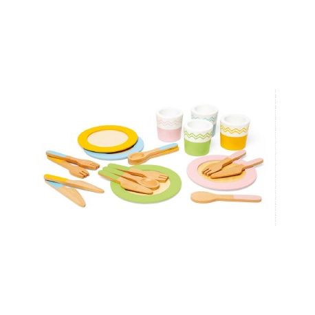 SET DA PRANZO PER 4 PERSONE IN LEGNO PZ.20 PER BAMBINI