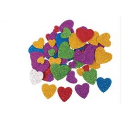 FORME GOMMA CREPP ADESIVA CUORI GLITTER PZ.60
