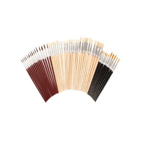 SET 50 PENNELLI TONDI E PIATTI 3 SETOLE DIVERSE
