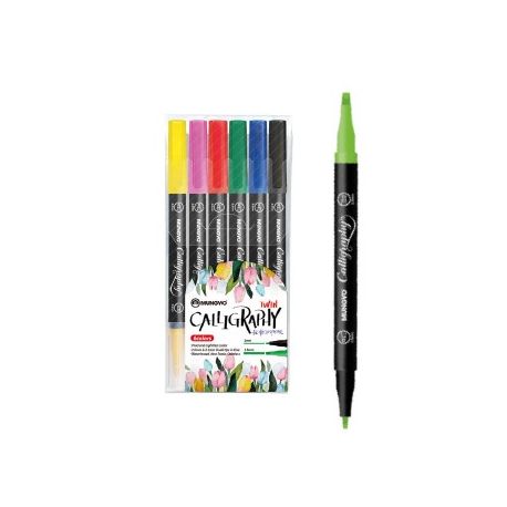 MARKER CALLIGRAPHY DOPPIA PUNTA 6 COL.