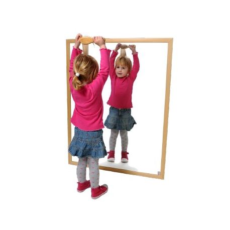 SPECCHIO IN ACRILICO CON CORNICE IN LEGNO 85X110CM PER BAMBINI