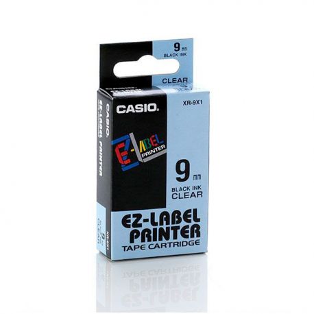 Nastro Casio XR-9 9mm nero/trasparente