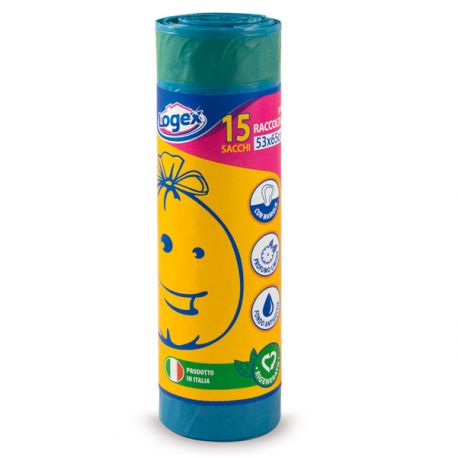 Sacchi immondizia 53x65 maniglie 43lt cf.15pz blu
