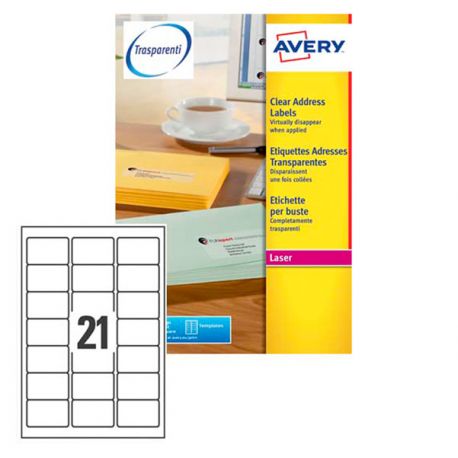 Etichette Avery L7560 63,5x38,1 21et./25fg tras.