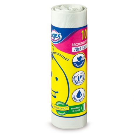 Sacchi immondizia 70x110cm 120lt 16mi cf.10pz bianchi