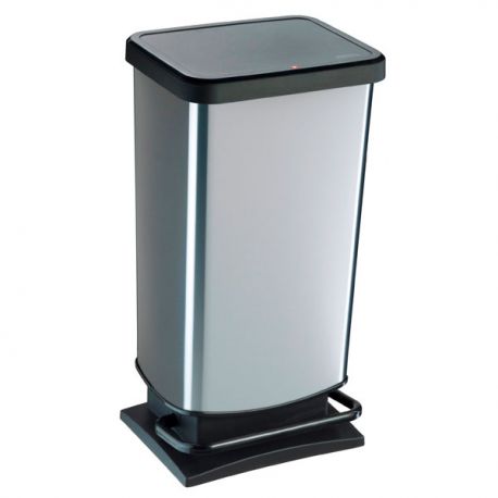 Cestino a pedale Rotho 40lt argento 35x26x68